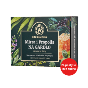 Mirra i Propolis na Gardło bez cukru 24 pastylki do ssania - Herbal Monasterium