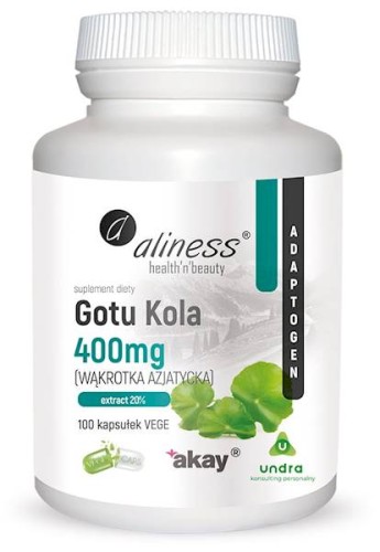 Gotu Kola Centella asiatica Wąkrotka azjatycka 400 mg 100 kapsułek vege - Aliness