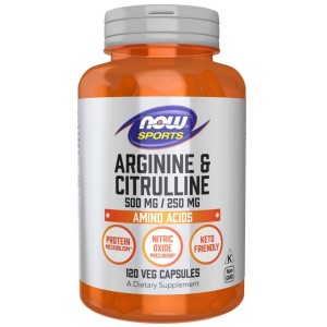 Arginine & Citrulline Arginina i Cytrulina 500/250 mg 120 kapsułek wege - Now Sports