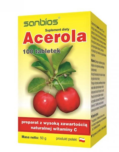 Acerola 500 mg - 100 tabletek - Sanbios