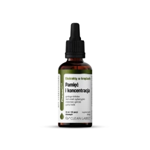 Pamięć i koncentracja Ekstrakty w kroplach ginkgo biloba, żeń-szeń syberyjski, różeniec górski, gotu kola 30 ml - PharmoVit
