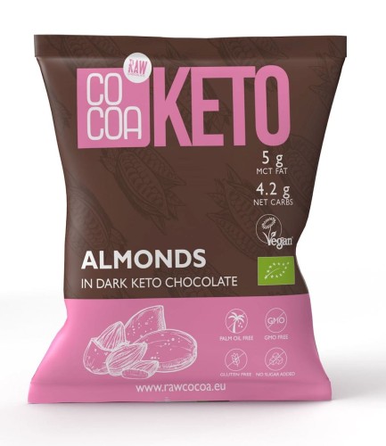 Migdały w czekoladzie KETO z olejem MCT bez dodatku cukru (bezglutenowe) 70 g - Cocoa