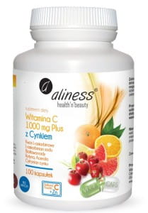 Witamina C 1000 mg z cynkiem plus bioflawonoidy, rutyna i acerola 100 kaspułek - Aliness