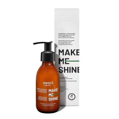 Wygładzająco – nabłyszczająca maska laminująca do włosów z 3% VegeKer - Plus i 2% oleju z nasion piany łąkowej Make Me Shine 140 ml - Veoli Botanica