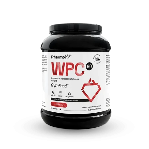 WPC 80 koncentrat białka serwatkowego truskawka 700 g - GymFood Pharmovit