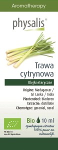Olejek eteryczny Trawa cytrynowa Lemongrass BIO 10 ml - Physalis