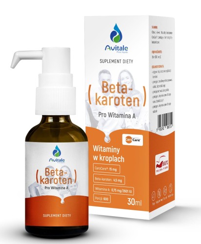 Naturalny BetaKaroten CaroCare® 4, (Pro witamina A) 30 ml (krople) - Avitale