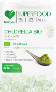 Chlorella BIO Superfoods w proszku 200 g - BeOrganic
