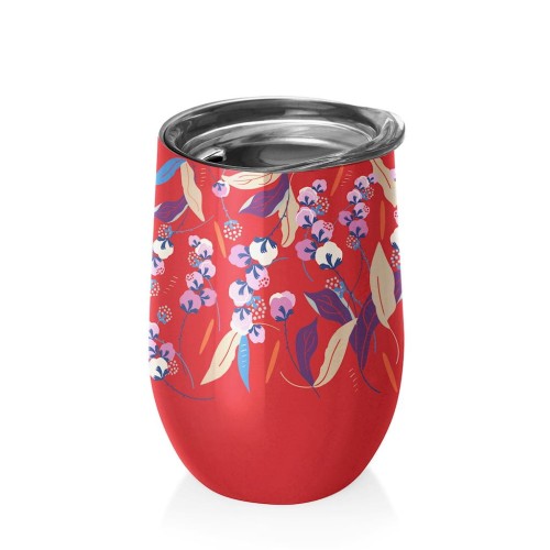 Kubek ze stali nierdzewnej z pokrywką Magiczne Kwiaty 420 ml - Chic-mic