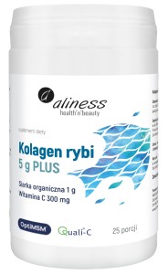 Kolagen rybi 5 g PLUS siarka OptiMSM witamina C  proszek 25 porcji - Aliness