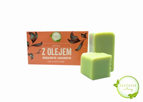 Mydło naturalne z Olejem Migdałowym i Arganowym 100% roślinne 100 g - Koszyczek Natury