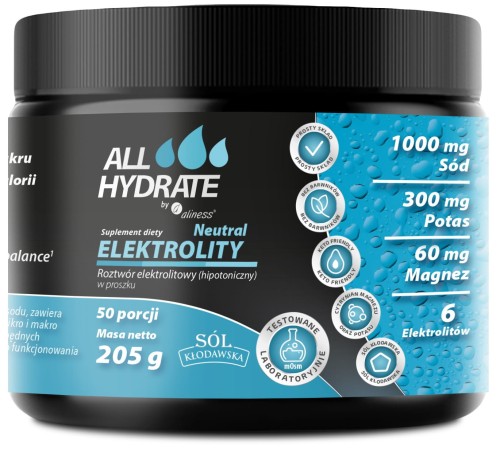 Elektrolity Neutral (smak neutralny) - proszek 205 g - 50 porcji - ALLHydrate