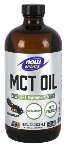 Olej MCT o smaku wanilii i orzecha 473 ml - Now Sports