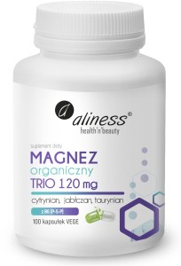 Magnez organiczny TRIO 120 mg z B6 (P-5-P) 100 kapsułek vege - Aliness 