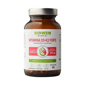 Witaminy D3 + K2 MK7 Forte 12 000 IU 60 kapsułek - Biowen
