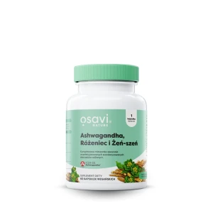 Ashwagandha KSM-66 100 mg Różeniec Żeń-szeń 60 kapsułek - Osavi