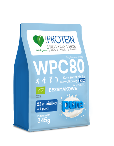 WPC 80 Koncentrat białka serwatkowego BIO w proszku Pure 345 g - BeOrganic