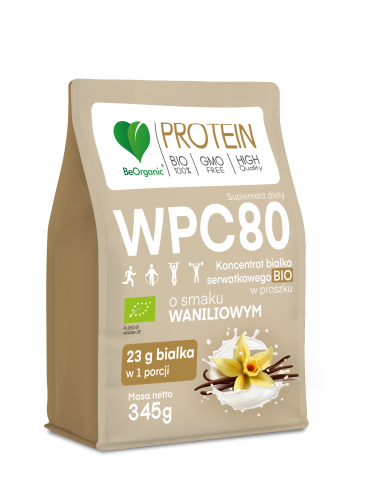 WPC 80 Koncentrat białka serwatkowego BIO w proszku Wanilia 345 g - BeOrganic