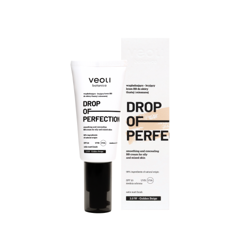 Wygładzająco-kryjący krem BB do skóry tłustej i mieszanej Drop of Perfection 3,0 W Golden Beige 30 ml - Veoli Botanica
