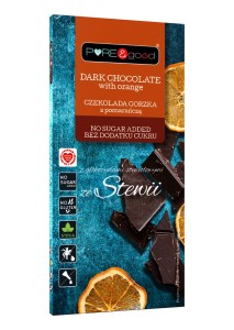 Czekolada gorzka z pomarańczą ze stewią bez dodatku cukrów bezglutenowa 125 g - Pure&Good