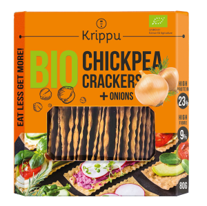 Krakersy proteinowe z ciecierzycy z cebulą BIO 80 g - Krippu