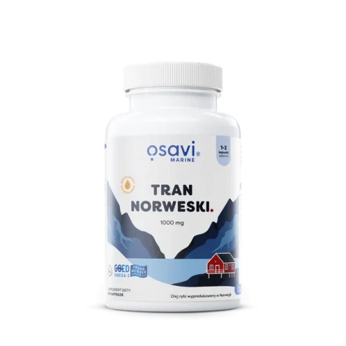 Tran Norweski 1000 mg smak cytrynowy 90 kapsułek - Osavi