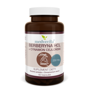 Berberyna HCL + Cynamon cejloński 250/100 mg 60 kapsułek - Medverita