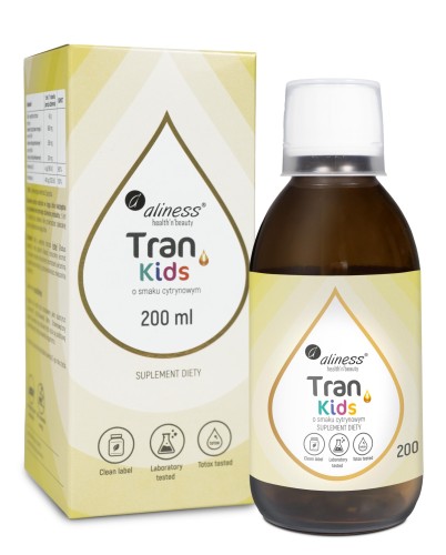 Tran Kids smak cytrynowy - olej z wątroby dorsza 200 ml - Aliness
