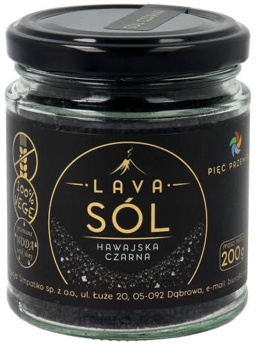 Sól hawajska czarna Black Lava 1-2 mm 200 g - Pięć Przemian