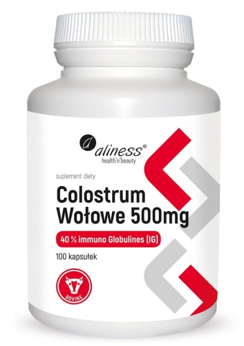 Colostrum wołowe IG 40% 500 mg 100 kapsułek - Aliness