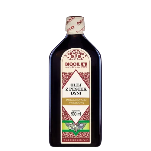 Olej z pestek dyni tłoczony tradycyjnie 500 ml - Biooil