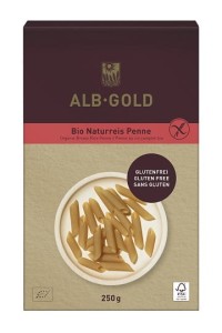 Makaron ryżowy razowy penne bezglutenowy BIO 250 g - Alb Gold