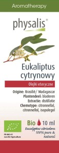 Olejek eteryczny Eukaliptus cytrynowy Citroen eucalyptus BIO 10 ml - Physalis
