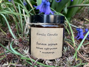 Naturalna świeca sojowa Trawa Cytrynowa i Rozmaryn 120 ml - Emily Candle